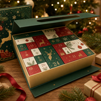 Individuelles Logo Hochwertiger Flip-Top Adventskalender mit Recycling-Kunstpapier Prägung Magnetverschluss Schwammfutter