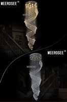 Lustre en cristal de grande taille MEEROSEE pour hall d'entrée, escalier, lustre, foyer, grand lustre en cristal, éclairage d'escalier MD2210