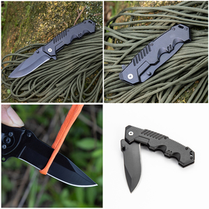 Couteau de poche pliable de haute qualité OEM personnalisé en aluminium noir avec lame en acier inoxydable pour la chasse, le camping, la survie et l'EDC - Product Image 4