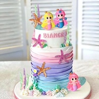 Décorations de gâteaux en forme de sirène, algues marines, étoiles de mer et coquillages, en plastique souple à motif de dessin animé, pour décorations de fête d'anniversaire