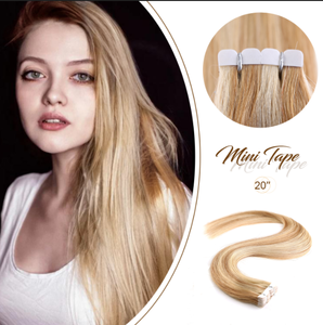 Extensions de cheveux mini-adhésives Remy vierges à cuticules intactes, tissage invisible en cheveux humains lisses pour femmes, pour coiffures DIY sur toute la tête. - Product Image 1