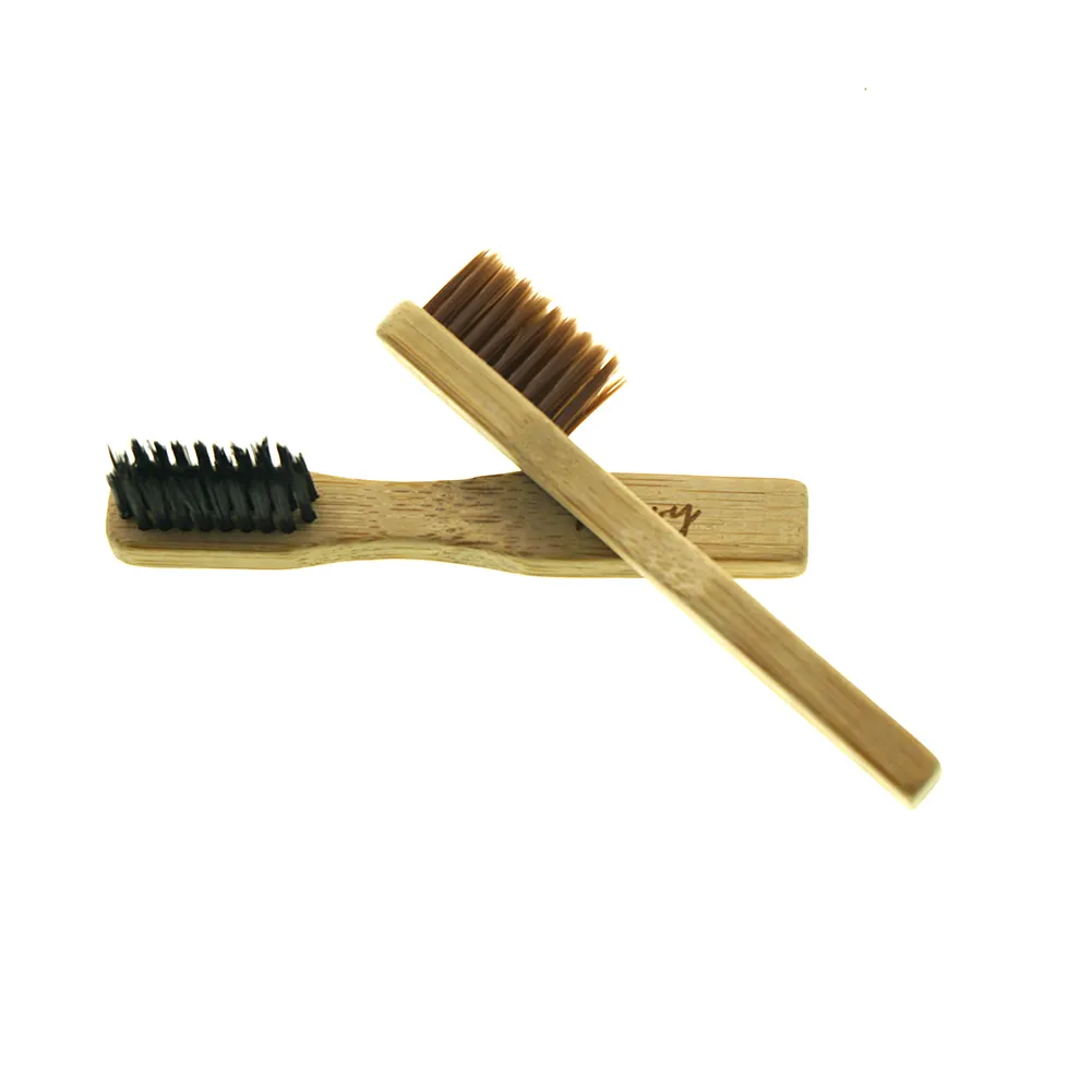 Sikat gigi bambu pegangan kayu paket keluarga sikat gigi bambu ukuran Mini 8cm sikat gigi hewan peliharaan untuk bepergian