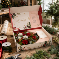 Boîte cadeau de Noël de luxe personnalisée avec insert imprimé en carton ondulé pour les bouquets de roses, les cadeaux de fêtes et le Nouvel An