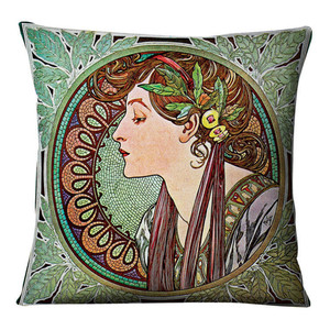 Housse de coussin vintage <span class=keywords><strong>Art</strong></span> <span class=keywords><strong>Nouveau</strong></span> européen Mucha Gallery, belle fille, coussin en lin, coussin décoratif pour la maison - Product Image 6