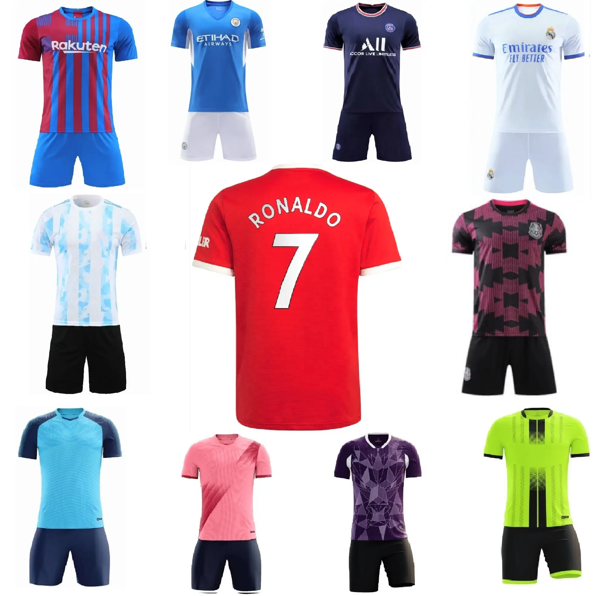 2021 2022เสื้อฟุตบอลสวมเครื่องแบบฟุตบอลเสื้อยูโรคลับแห้งเร็ว