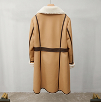 Manteau long et chaud pour femme, couleur kaki clair, en similicuir mat, mélange de laine à 30 %, polaire, coupe ample, vêtement d'extérieur pour l'hiver