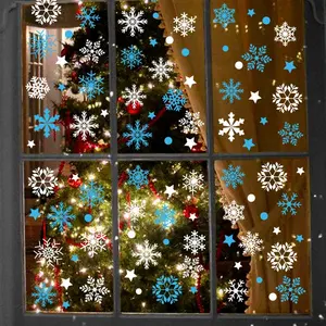 Christmas Window Clings Snowflakes Window Decals Static Stickers for Christmas Decorations Window Ornaments Xmas Party Supplier