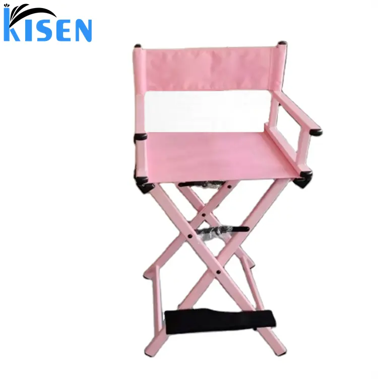 Kisen moderna bellezza e parrucchiere mobili rosa piccolo tessuto portatile trucco sedia pieghevole direttore sedia per la vendita