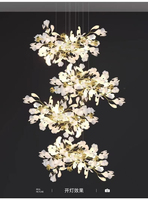 Lampes suspendues de designer nordique, éclairage personnalisé pour salon de villa, luminaires suspendus, hôtel, grand lustre doré pour plafond haut