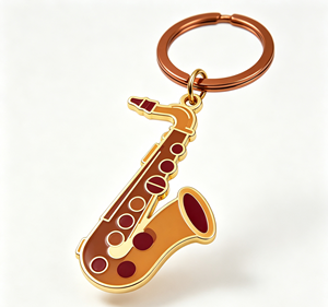 Porte-clés en métal émaillé personnalisé en forme de saxophone, en alliage de zinc, cadeau souvenir promotionnel - Product Image 1