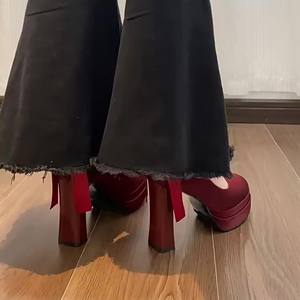 2026 Spring <b>Red</b> Fashion High <b>Heels</b> Daily Wear Elegant <b>Heels</b> Matching Dresses for Women - Product Image 4