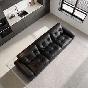 Nuevo Sofá de Cuero Genuino de Lujo Urbano, Diseño Cuadrado, Esponja Duradera, Fácil de Limpiar, Estructura Resistente, Muebles para el Hogar - Product Image 5