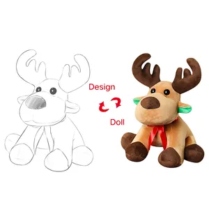 도매 순록 엘프 인형 사슴 베개 부드러운 장난감 중국 애니메이션 동물 아기 장난감 박제 크리스마스 봉제 장난감