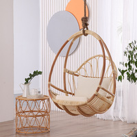 Fauteuil suspendu en rotin véritable de style nordique, chaise à bascule en rotin pour intérieur et extérieur, idéale pour balcon et gîte