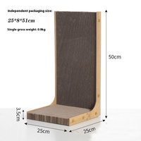 Griffoir pour chat en forme de L, moderne et luxueux, éco-responsable, en carton ondulé, avec jouet en forme de balle, hauteur 60 cm, 1,5 kg, pour salon, chats