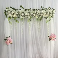 PX1576 사용자 정의 100 cm * 30 cm 장식 실크 꽃 러너 테이블 아치 인공 꽃 결혼식