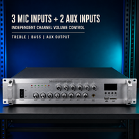 Amplificateur de sonorisation 2U six zones 60W avec 3 entrées MIC, 2 entrées AUX, sortie 70V/110V et contrôle du son équilibré 16 Ohm
