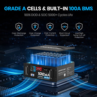 Batterie de rack de serveur LiFePO4 5,12 kWh, 51,2 V 100 Ah, BMS intelligent, surveillance Bluetooth, écran LCD, pour systèmes ESS solaires