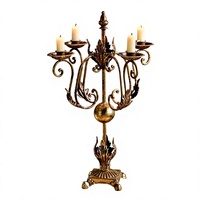 Chandelier à quatre branches en fer doré, style campagnard français vintage américain, pour table, accessoire de photographie de Noël