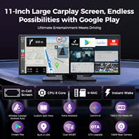 Écran de voiture Android 11 pouces, écran portable sans fil CarPlay, écran Android Auto, système Android 15, Netflix, Youtube, 4 Go + 32 Go