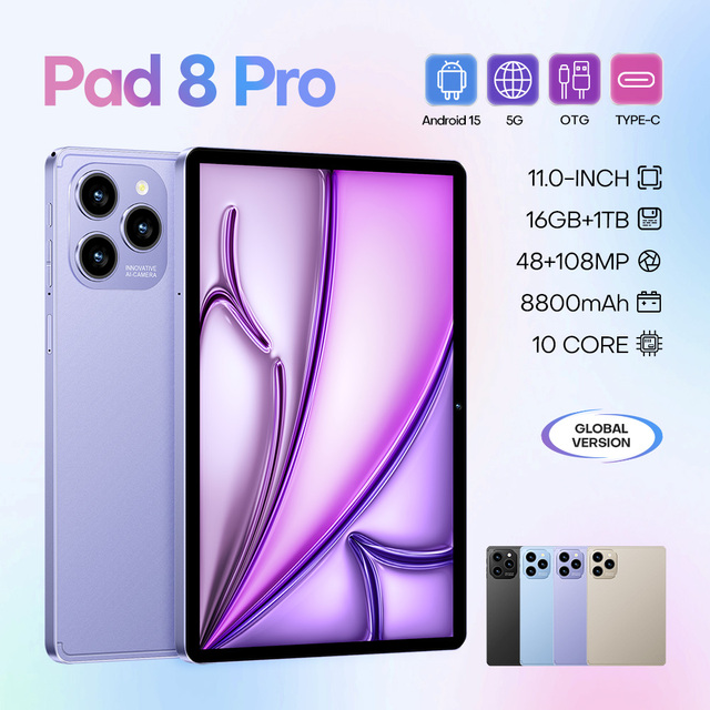 Hot Selling Global Version Pad 8 Pro 5G 16GB+1TB 11inch Tablet MTK Deca-Core 1440*3200 Screen Face Unlock in Stock