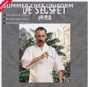 Uniformes de chef japonais d'été à manches courtes en coton/polyester tissé, imprimés par sérigraphie, pour hommes et femmes, pour restaurants de sushis et bars - Product Image 2