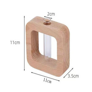Vierkante Houten Frame Hydrofiele Reageerbuis Vaas Voor Woondecoratie - Product Image 2