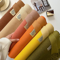Vente chaude hiver chaud couleur unie Pashmina châles couverture écharpe femmes hommes longue grande Double face cachemire écharpes frange châles