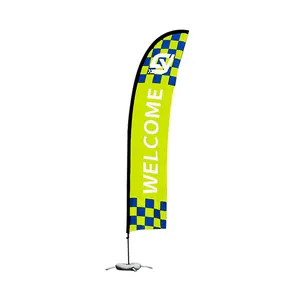 Wholesale Promotion Feather Flag Flying Flags And Banners Custom Advertising Feather Bow Bali Beach Flags Outdoor Teardrop Flag
