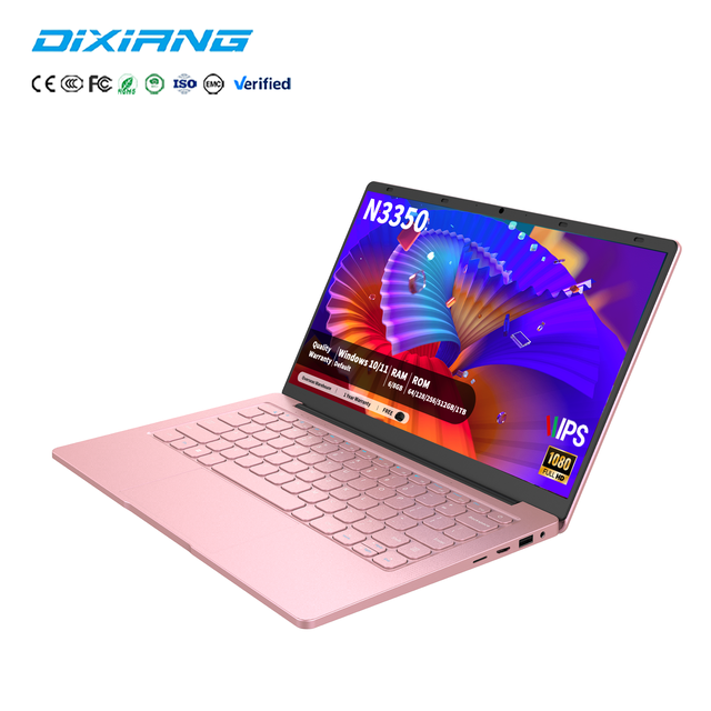 DIXIANG Ultra Light 14" Rose Gold Laptop Intel N3350 Factory Wholesale for Field Work Sales Team Mobile Business Office Use