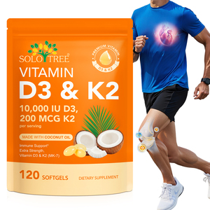 SOLOTREE <span class=keywords><strong>Vitamine</strong></span> D3 K2 120 Capsules molles Soutien immunitaire et osseux Adultes Complément multivitaminé naturel Non destiné aux femmes enceintes - Product Image 4