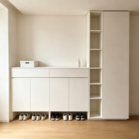 Armoire d'entrée mobile blanche avec tiroirs et étagères de rangement