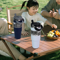 Tasse à café personnalisée en acier inoxydable tasse de voyage 30oz 20oz gobelet isolé à double paroi avec revêtement en poudre avec paille et poignée