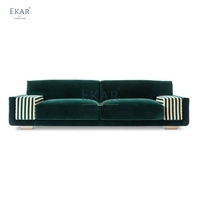 Ensemble canapé moderne luxueux confort en velours vert réglable et modulaire pour la maison ou l'hôpital en cuir, tissu et bois