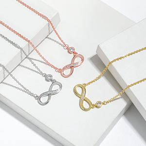 Collana KISSWIFE Numero 8 Amore <span class=keywords><strong>Infinito</strong></span> con Diamanti Incastonati, Ciondolo Minimalista Simbolo <span class=keywords><strong>Infinito</strong></span> di Möbius, Gioielli alla Moda - Product Image 2