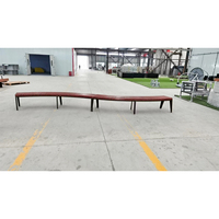 Banc en acier et bois sur mesure, design irrégulier, moderne, pour centre commercial, chaise longue, mobilier de parc extérieur, siège d'attente