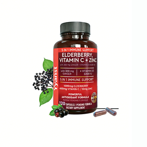 Capsules d'extrait de sureau de haute qualité à marque privée avec vitamine C et zinc pour stimuler l'immunité et favoriser la santé osseuse - Product Image 1