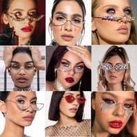 Monture de lunettes tendance en métal semi-cerclée avec strass géométriques, incrustations de diamants haut de gamme, pour soirée, monture demi-cerclée transparente