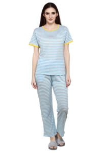 Conjunto de ropa de manga larga para mujer, conjunto de ropa de salón con estampado a rayas y botones, para todo el día - Product Image 3