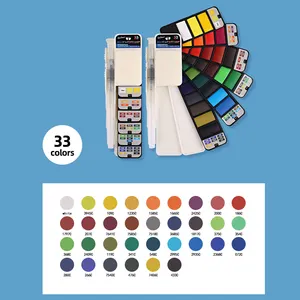 مجموعة الأصباغ المجففة من شين بون، طلاء كيكي بالألوان المائية للرسم سهل الحمل من 33 لونًا للفنانين اللوحيين