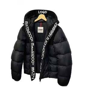 Piumino Invernale da <span class=keywords><strong>Uomo</strong></span> con Cappuccio Stile Streetwear Imbottito Spesso con Stampa Giacca a Bolle - Product Image 1