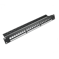Panel Patch Cat6 24 Port dengan 24 buah Jack Keystone CAT6 RJ45 Panel Patch Jaringan untuk Pemasangan di Dinding untuk Sistem Kabel Kantor.