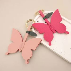 Elegant PU Leather Butterfly Pendant Keyring Portable Butterfly Charm Keychain Accessories for Women Stylish Handbag Decorations - Product Image 2