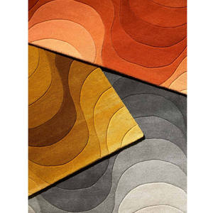 พรมขนสัตว์ทอมือลายเรโทรเวฟ สีเหลืองทอง ทันสมัย สีพื้น ไม่ลื่น ปลอดภัยสำหรับสัตว์เลี้ยง ขนสูง ทนทาน เหมาะสำหรับปิกนิก - Product Image 5