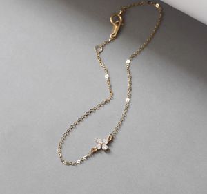 <span class=keywords><strong>Pulsera</strong></span> de <span class=keywords><strong>oro</strong></span> puro de 14 quilates para mujer, Simple a la moda para el uso diario, <span class=keywords><strong>pulsera</strong></span> de <span class=keywords><strong>oro</strong></span> con flor verde, <span class=keywords><strong>pulsera</strong></span> de <span class=keywords><strong>oro</strong></span> puro de trébol - Product Image 6