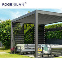 Rogenilan diseño moderno cuatro estaciones jardín inteligente al aire libre pérgola de aluminio con persianas