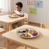 Assiettes à dîner divisées en acier inoxydable 304 de qualité alimentaire pour restaurants et hôtels, plateaux à aliments séparés, résistants aux chutes et personnalisables