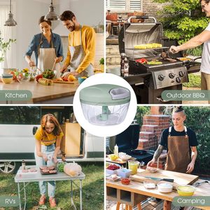 Hachoir manuel portable 500 ml pour légumes, ail et oignon, avec cordon de traction – Vente en gros - Product Image 5