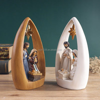 Ensemble de figurines de crèche modernes en résine en gros |   Statue de la Sainte Famille, Naissance de Jésus, Décoration de Pâques, Décoration de remise de diplôme, Décoration religieuse pour église