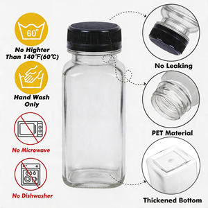 Botellas de Plástico para Jugo de 6oz/180ml al por Mayor con Tapas a Prueba de Manipulación, Botellas Cuadradas para Bebidas, Jugos, Leche y Otras Bebidas - Product Image 3